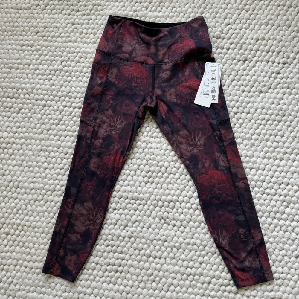 VOGO Athletica Red and‎ Black Leggings Abstract Pattern